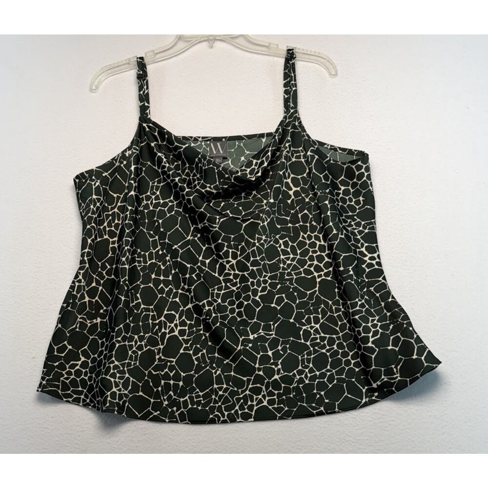 Worthington Size 0X Green Giraffe Print Adjustable Tank Top Blouse Party Office
